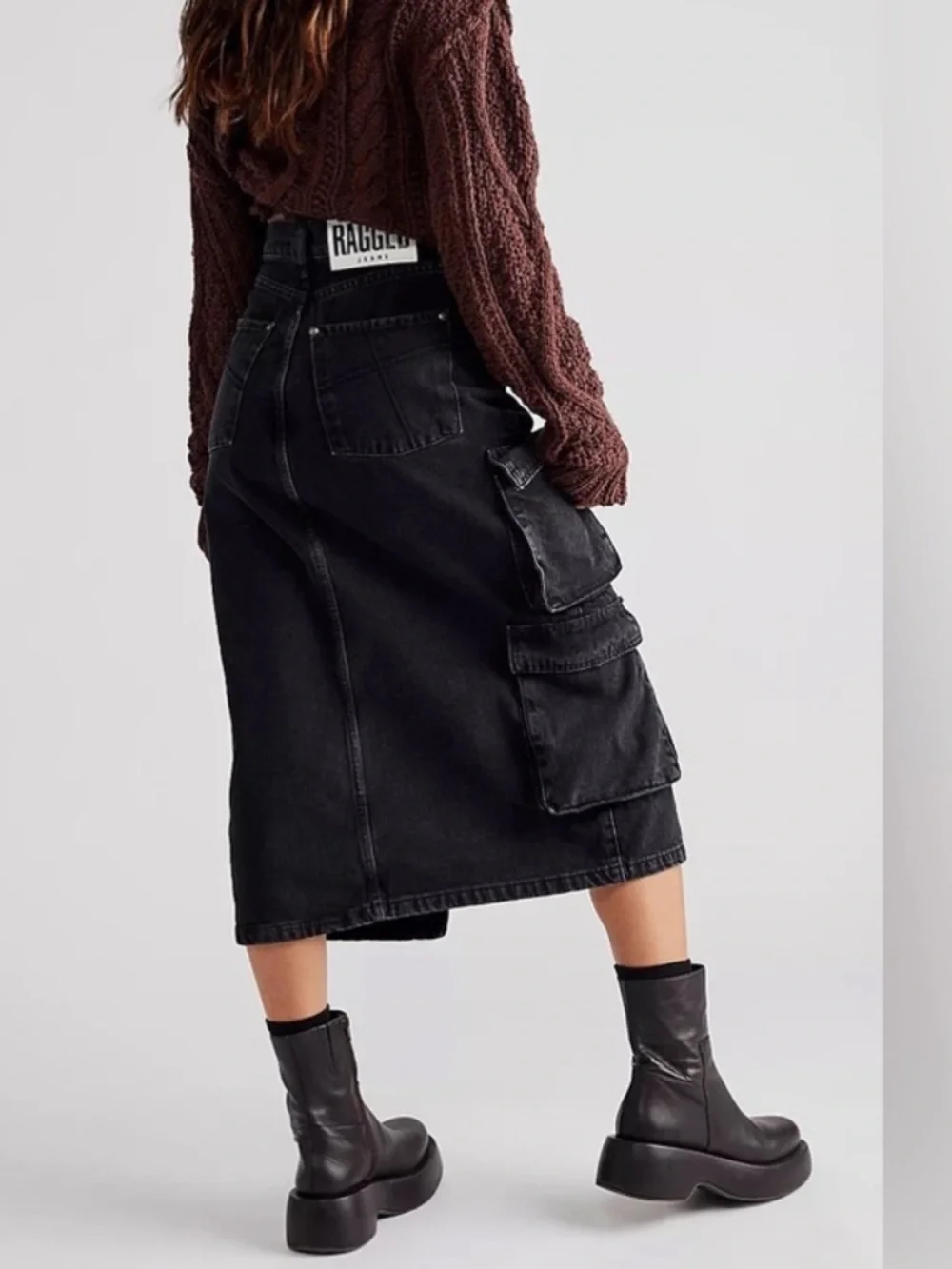 The Ragged Priest Combat Soda Midi Skirt size 4 black/gray